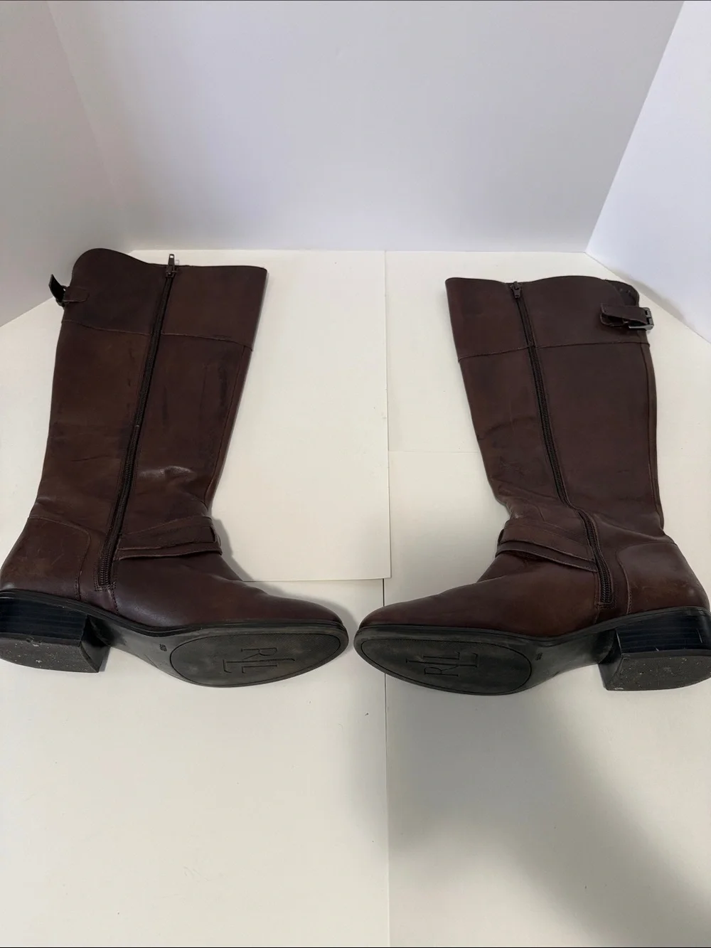 Lauren Ralph Lauren Brown Leather Over-the-Knee Riding Boots